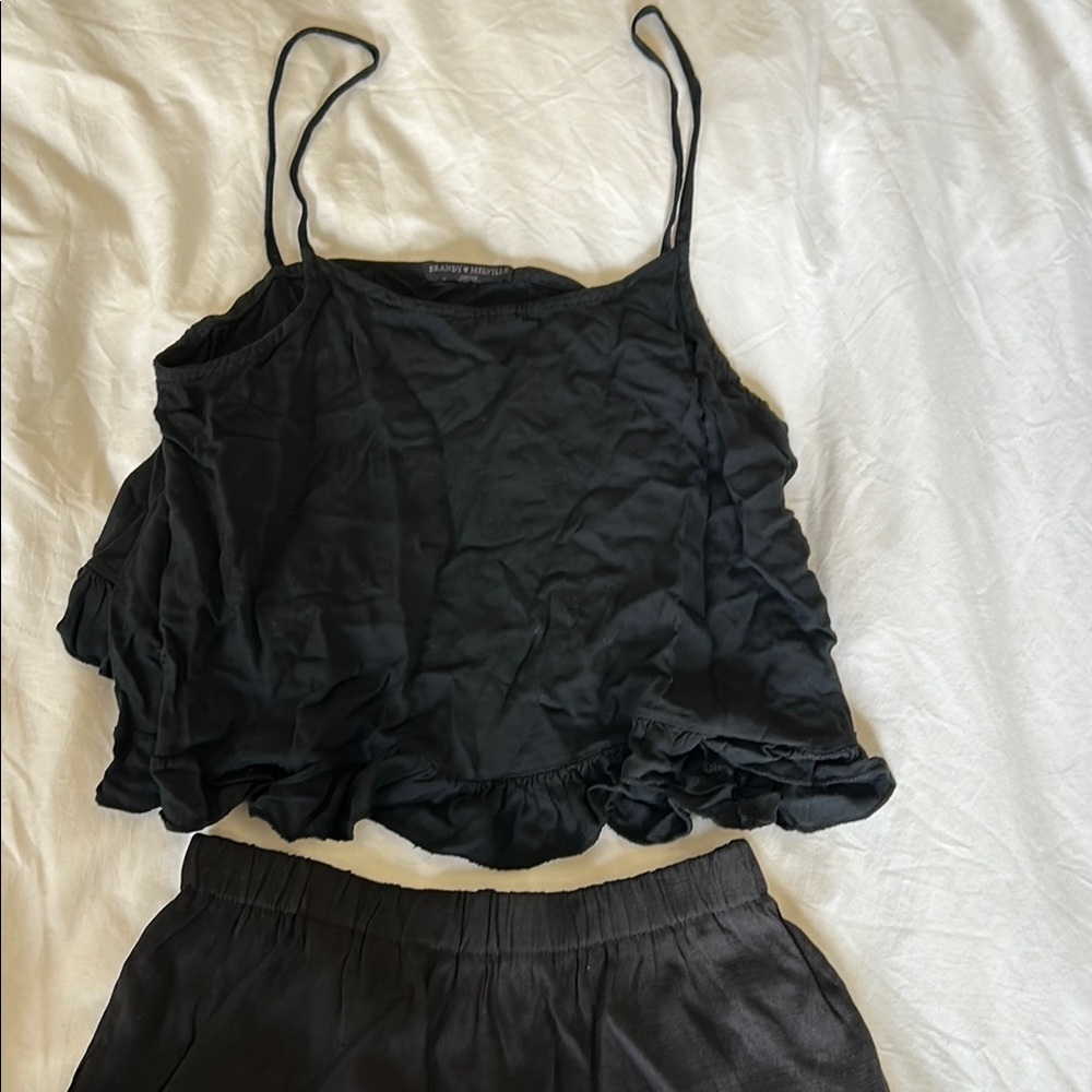 Brandy Melville Black Camisole Top and Shorts Set